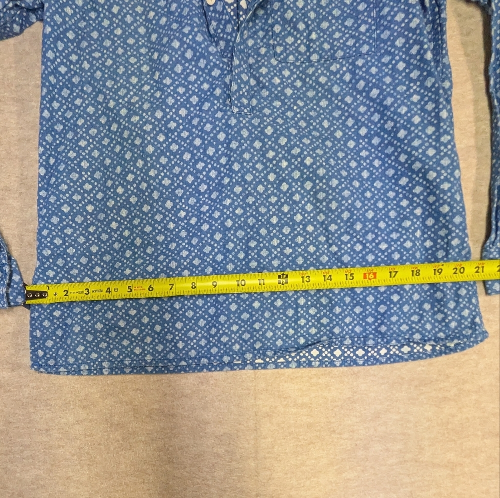 Madewell Blue Block Printed Patterned Pull Over D… - image 5